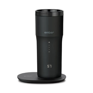 Elektrisk kaffetermokopp svart V2 - 355 ml i svart med digital skjerm og varmeplate for optimal kaffetemperatur.