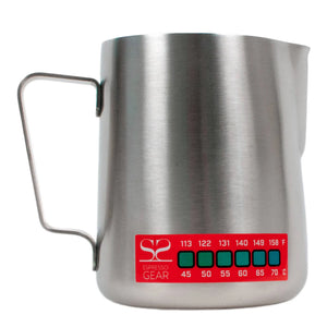 Termometer Attento - Espresso Gear melkekanne i rustfritt stål med innebygd temperaturindikator for espresso.